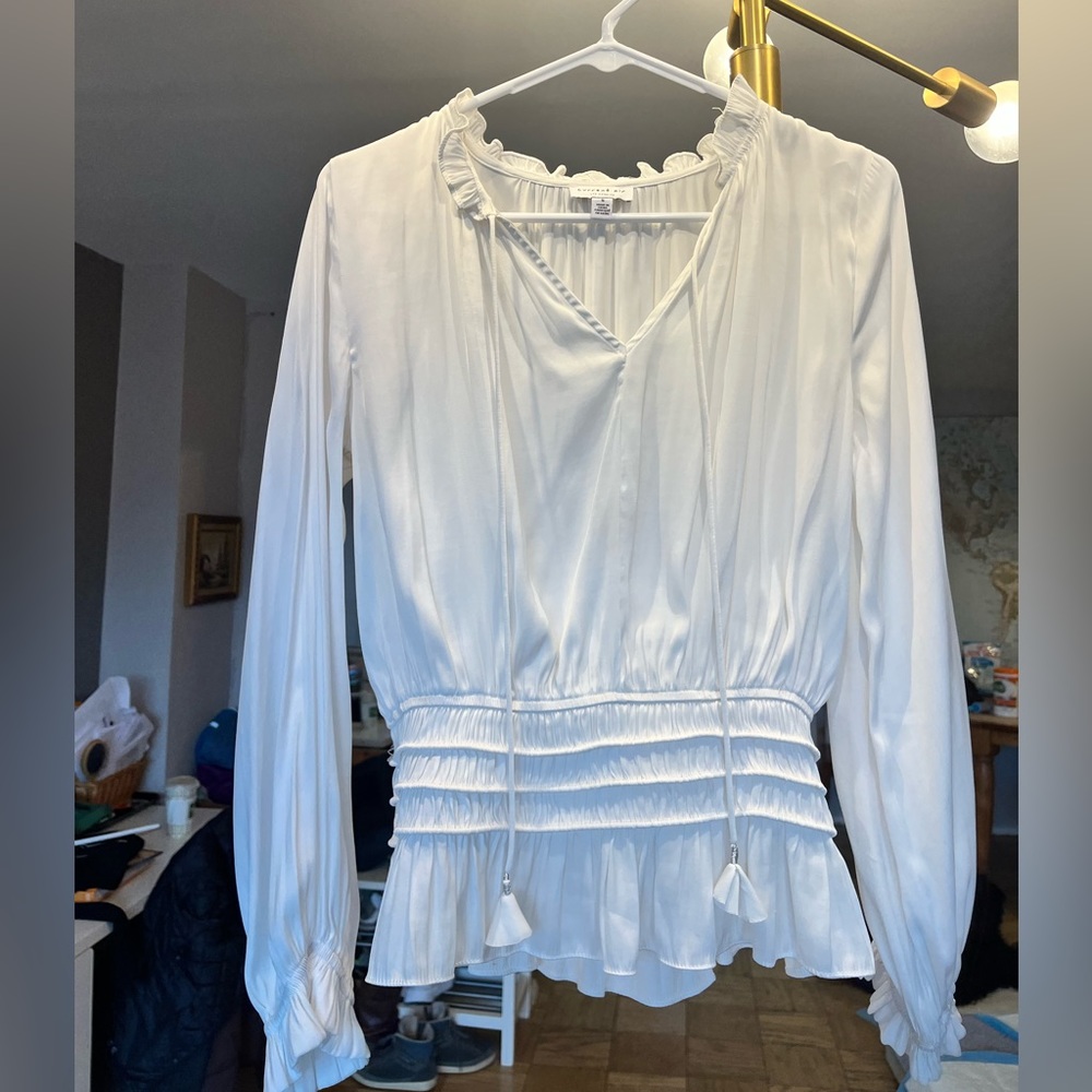 Current Air white loose longlseeve blouse size S